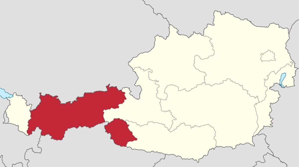 tirol, αυστρία εμφάνιση χάρτη