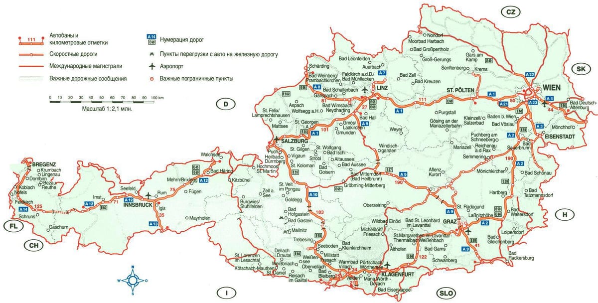 λεπτομερής χάρτης της αυστρίας