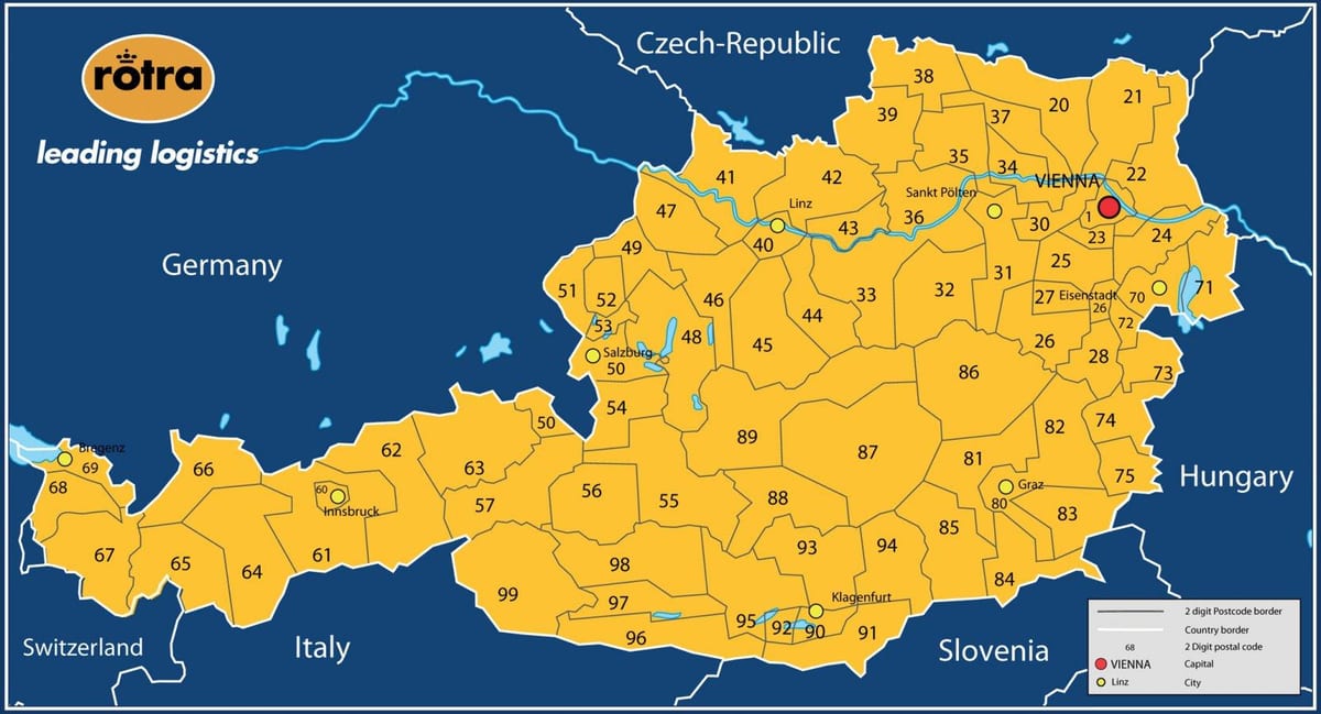 χάρτης της αυστρίας ταχυδρομικό κώδικα 
