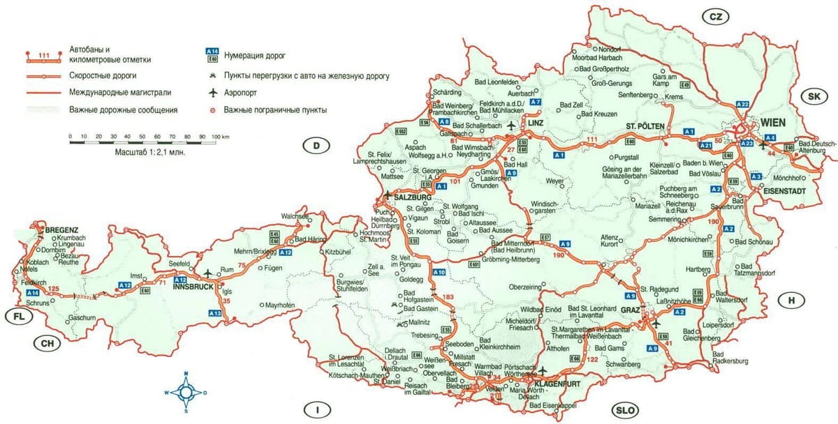 αυστρία ταξιδιωτικός χάρτης