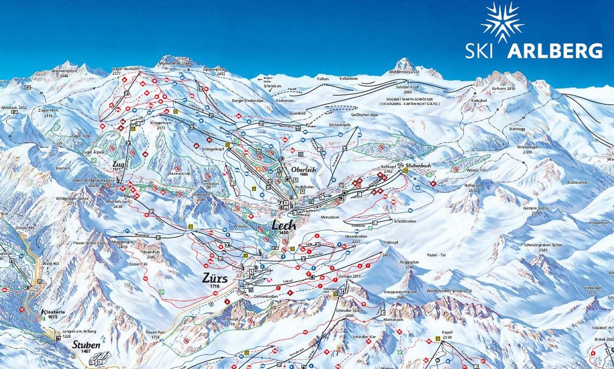 χάρτης της arlberg, αυστρία