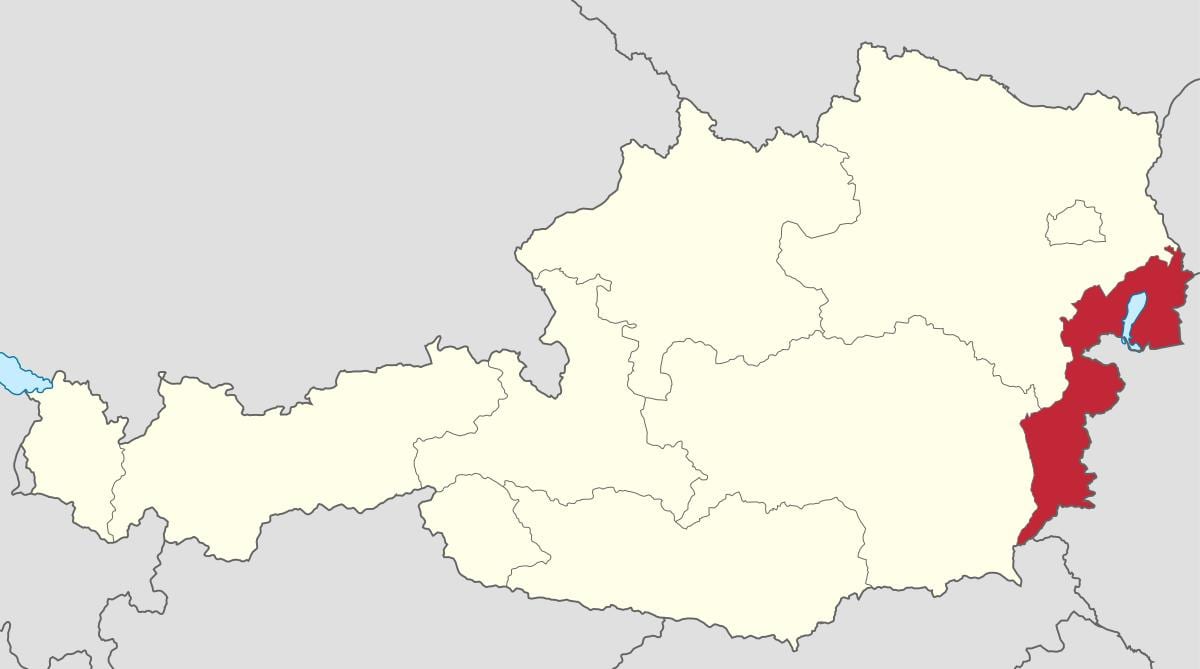 χάρτης της burgenland, αυστρία