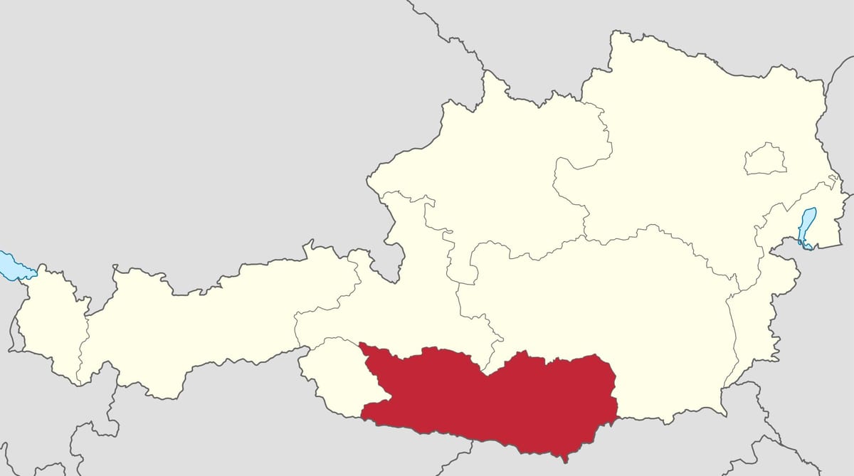 χάρτης της carinthia της αυστρίας 