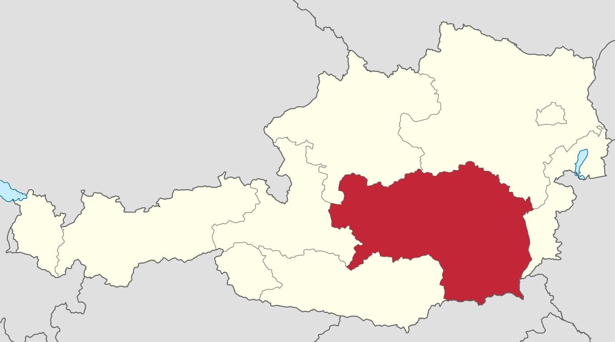 χάρτης της steiermark, αυστρία