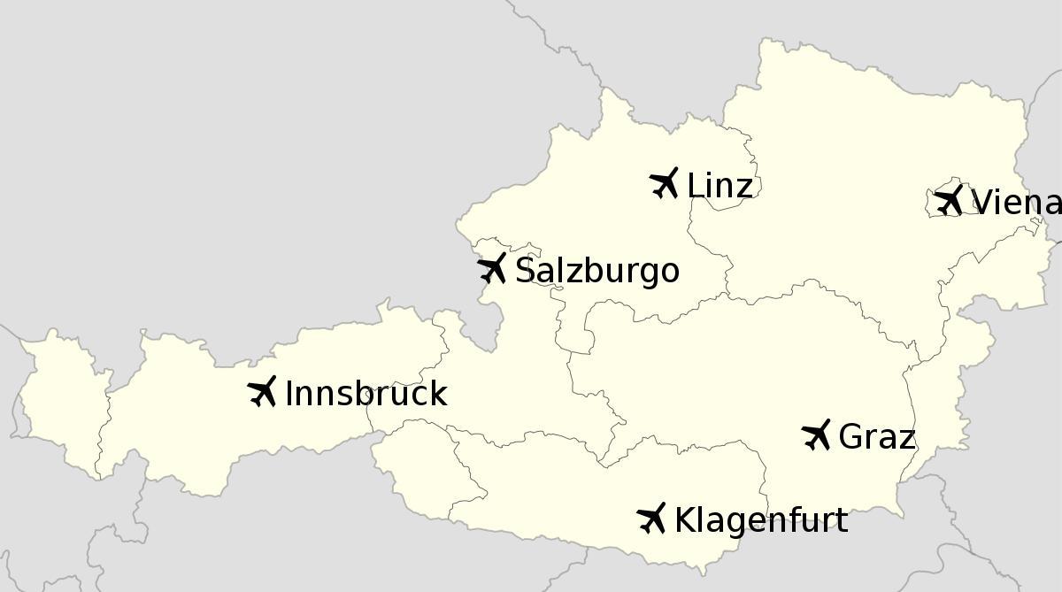 αεροδρόμια σε αυστρία χάρτης