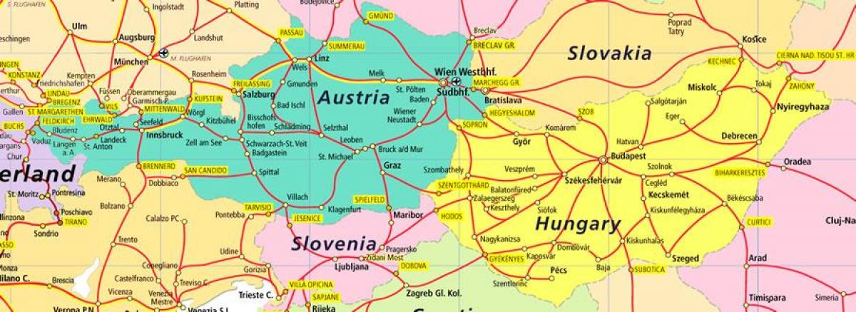 αυστρία σιδηροδρομικό χάρτη