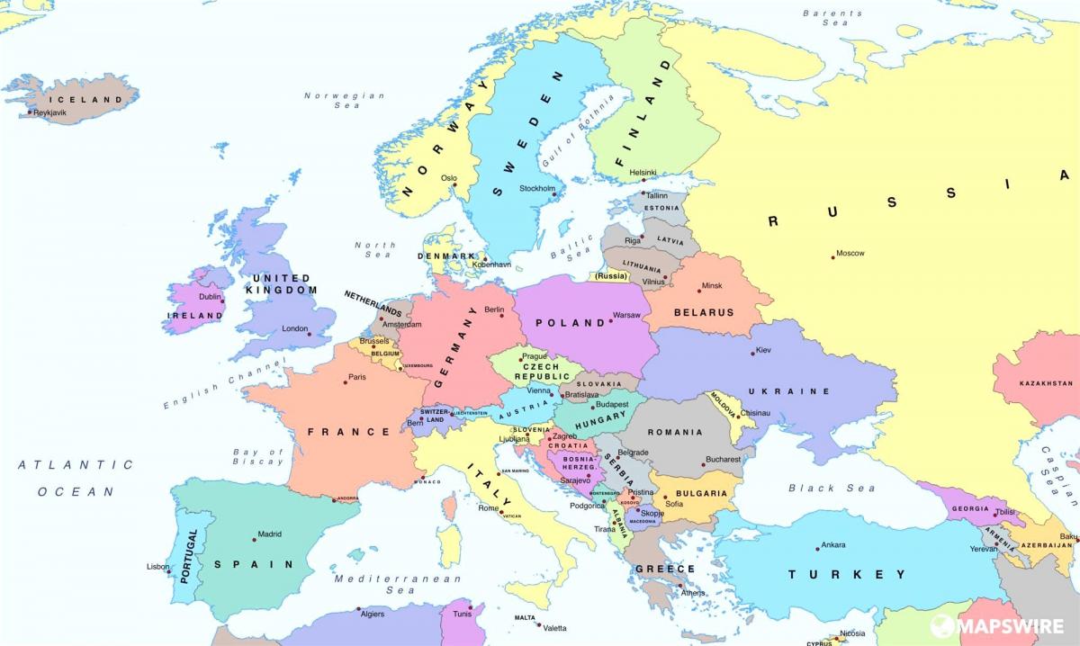 χάρτης της ευρώπης με την αυστρία