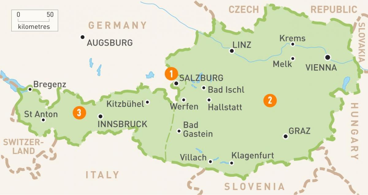 χάρτης της αυστρίας