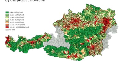 Αυστρία πυκνότητα πληθυσμού χάρτης