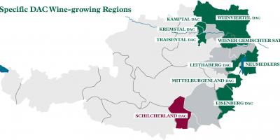 Αυστριακές περιοχές παραγωγής κρασιού χάρτης